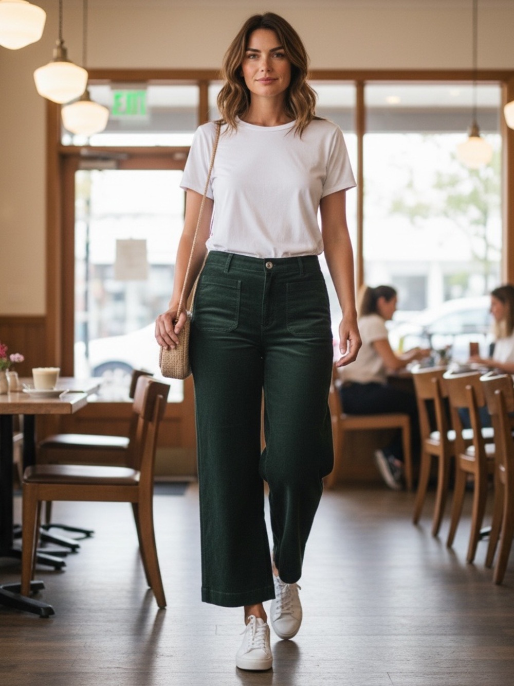 LOFT Dark Green Wide Leg Pants